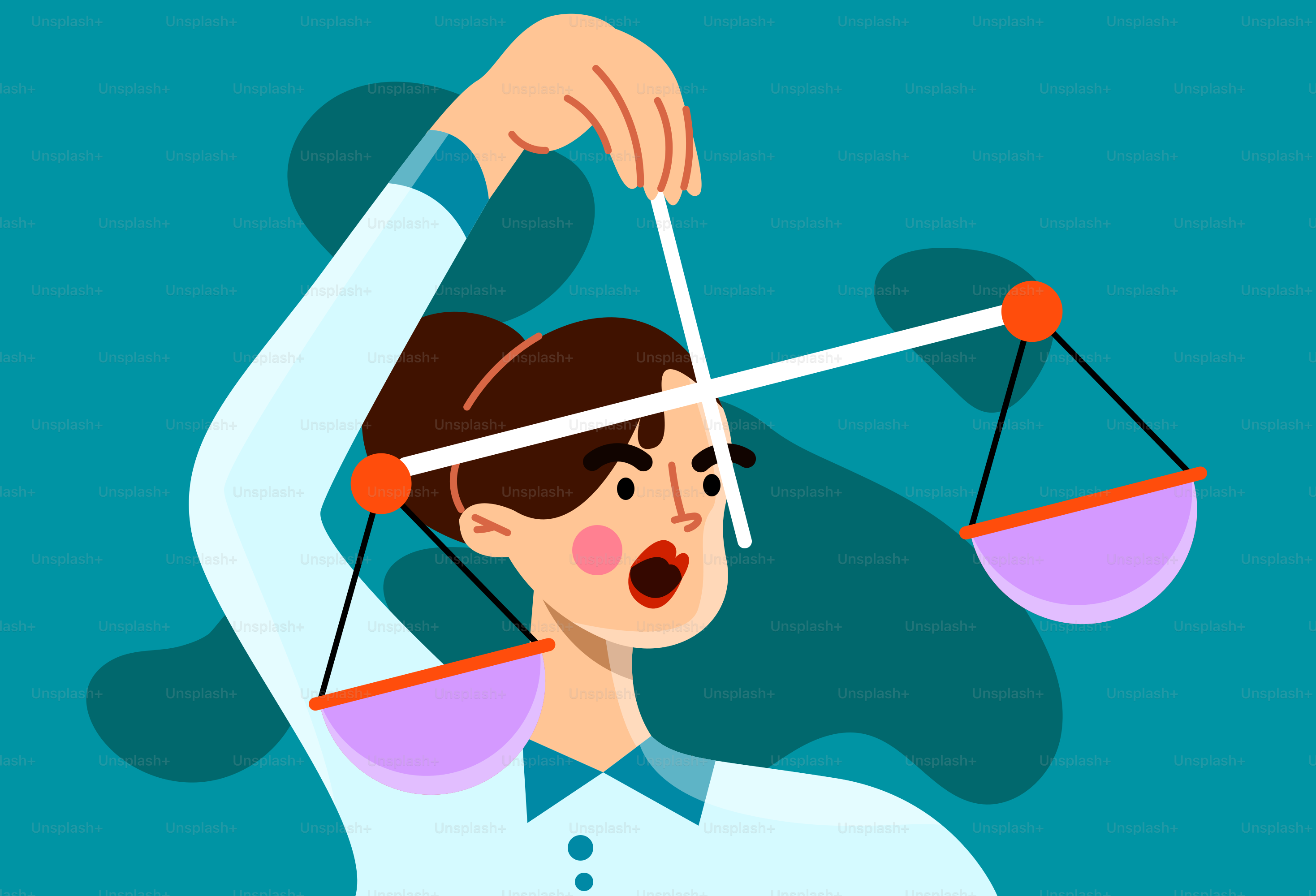 Woman holding a scale, symbolizing justice.