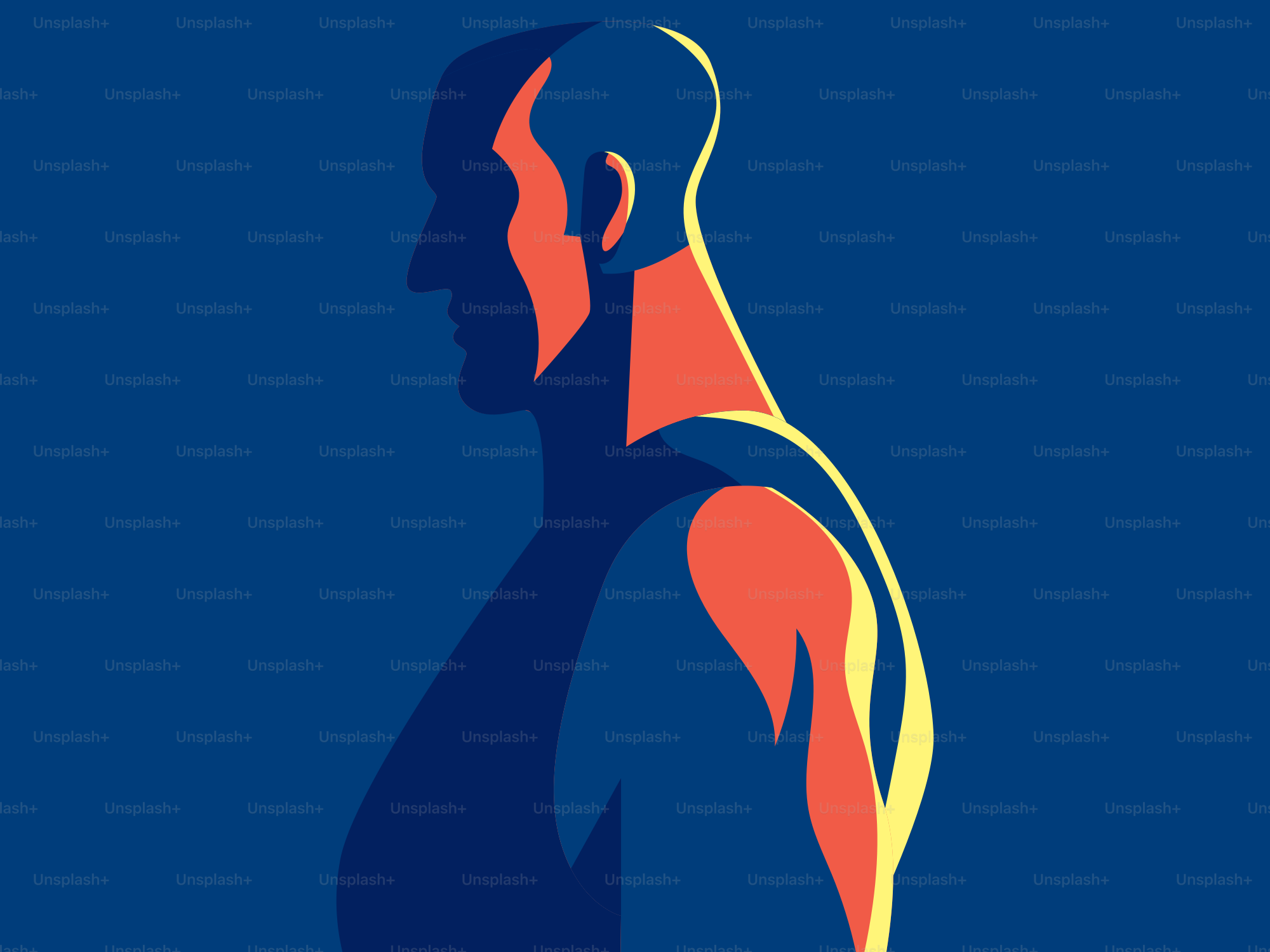 A man's silhouette with striking light.