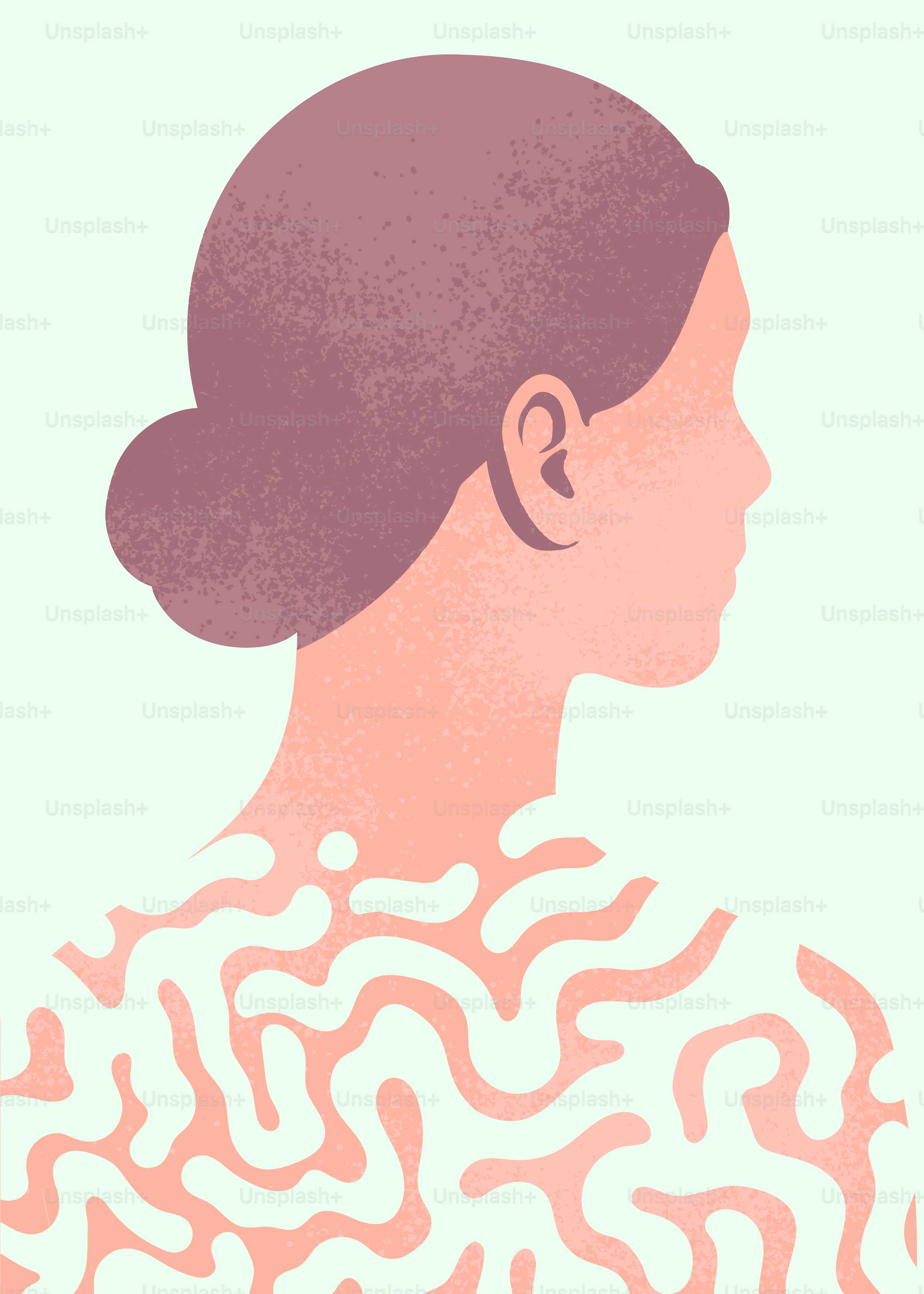 A woman is seen from the back in profile.