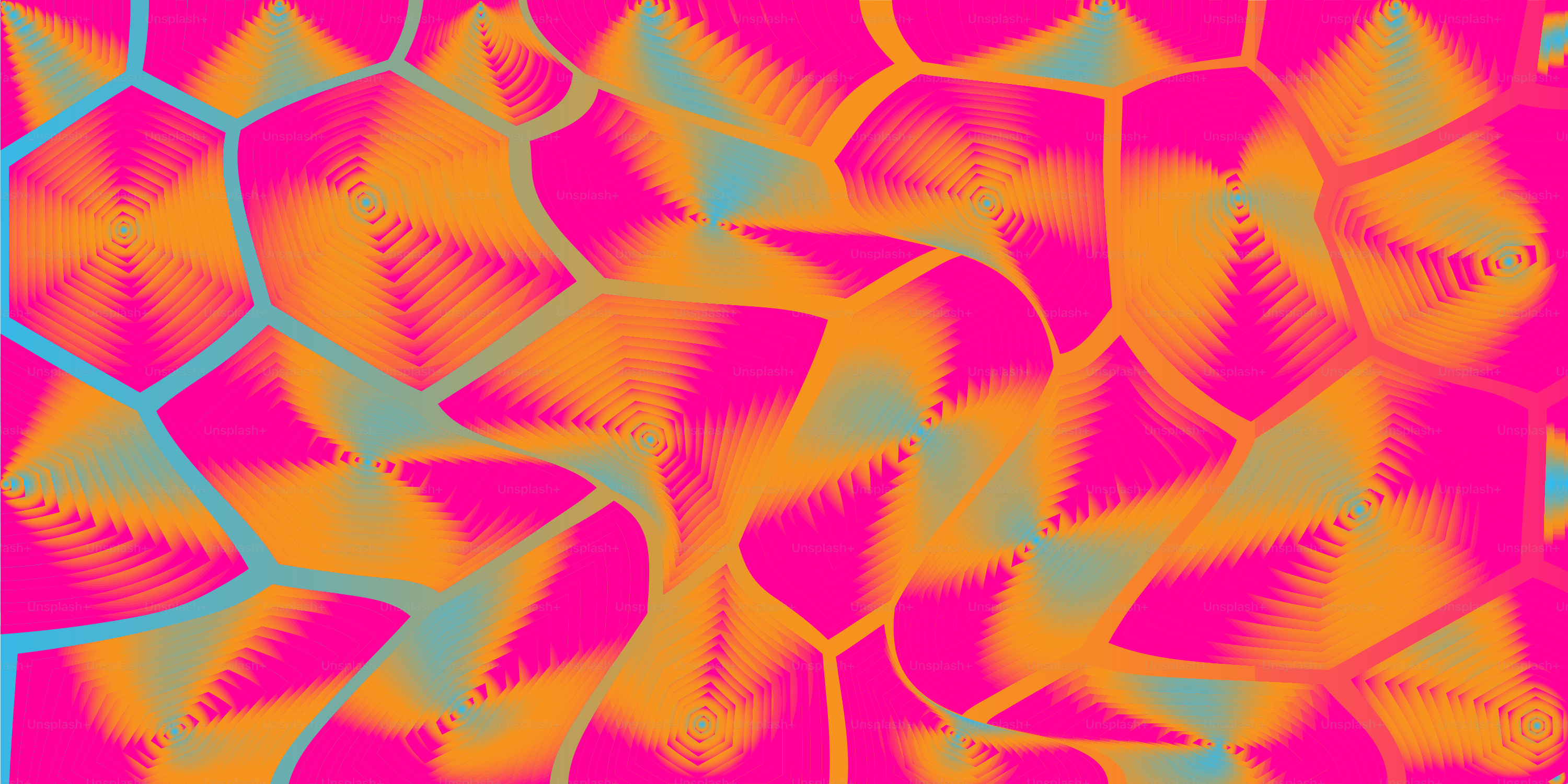 Abstract geometric pattern in bright pinks and oranges.