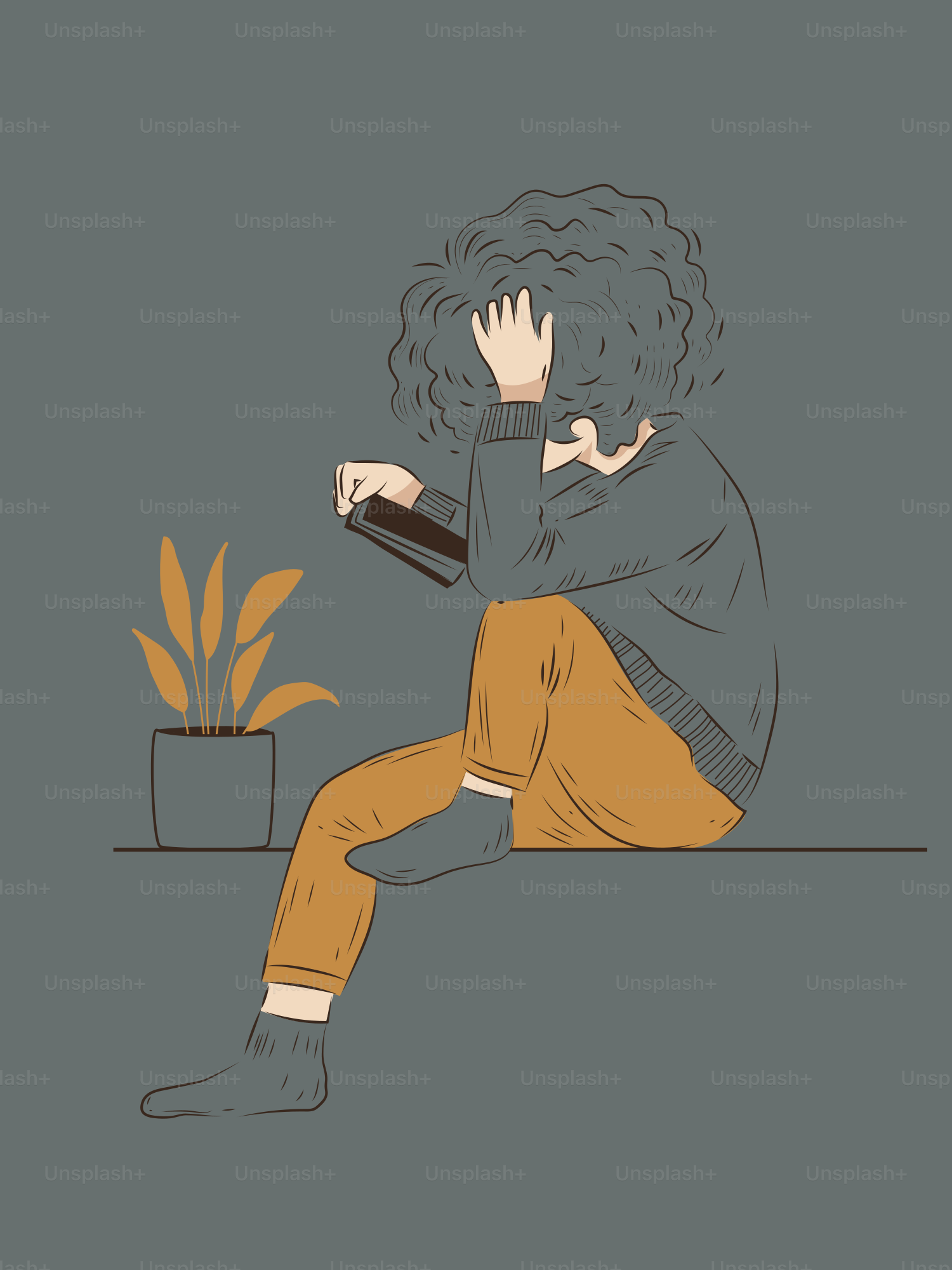 Person with curly hair reading a book.