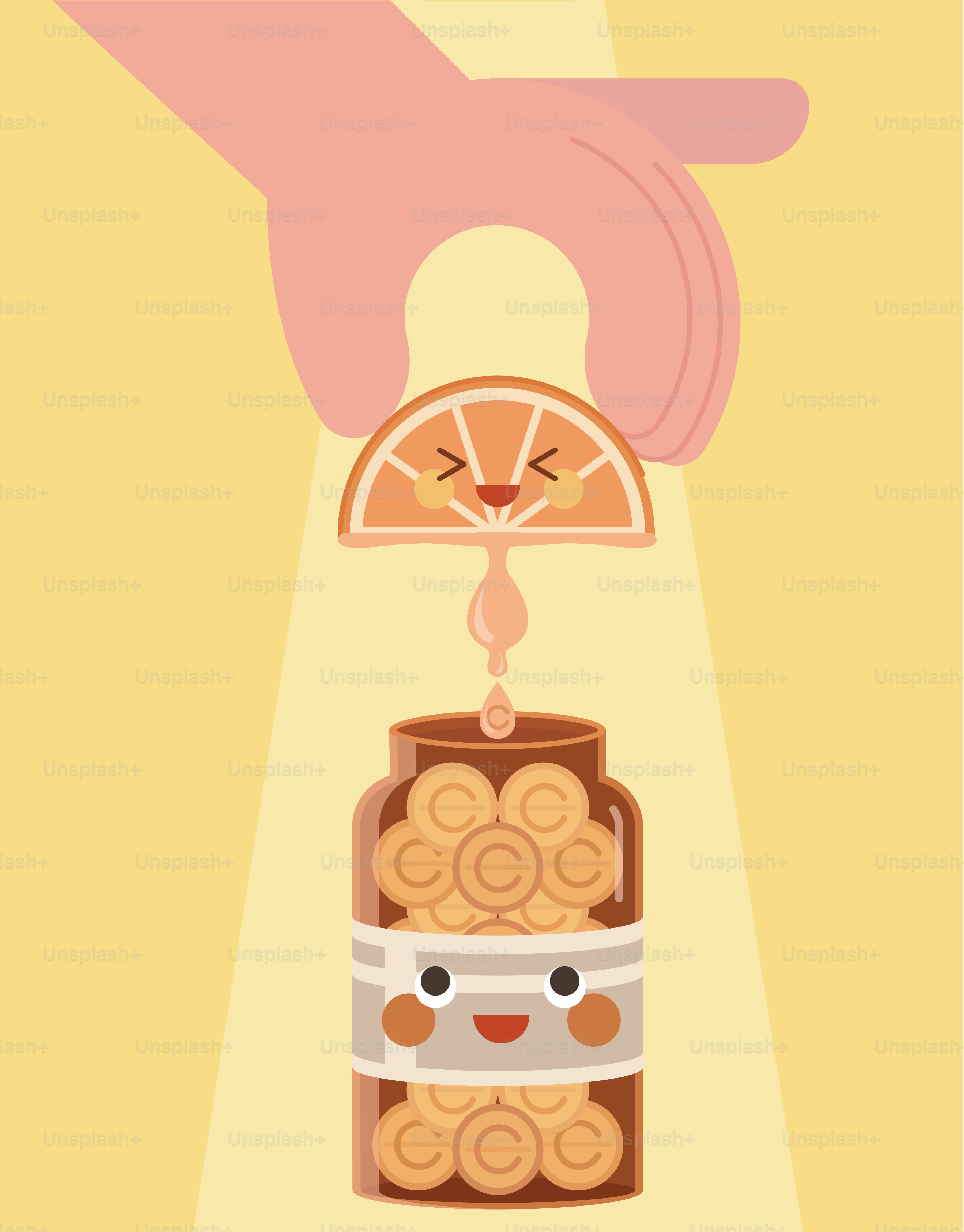 Hand squeezing vitamin c into a medicine bottle.