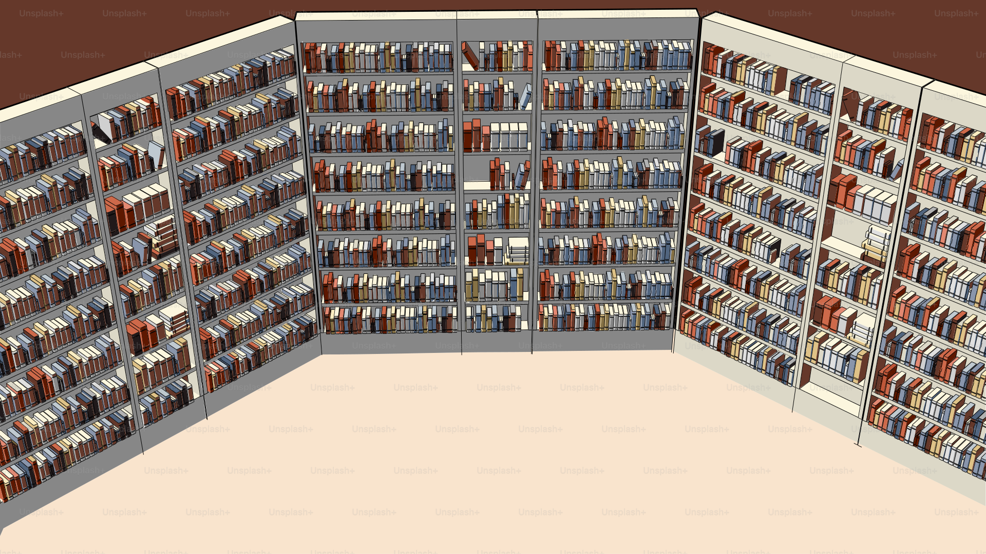 Un mur de bibliothèque expose de nombreux livres.