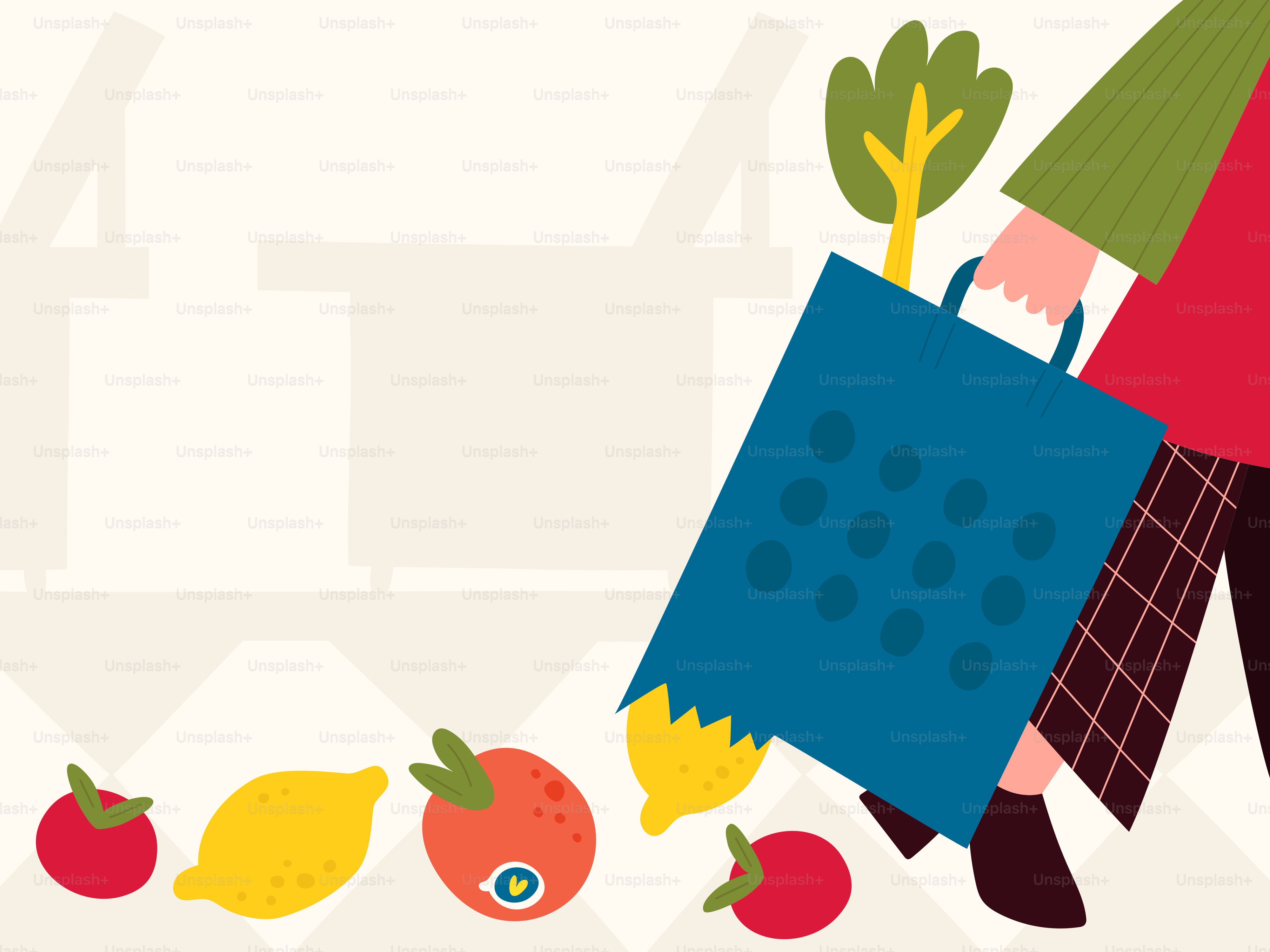 Someone carries groceries in a bag.