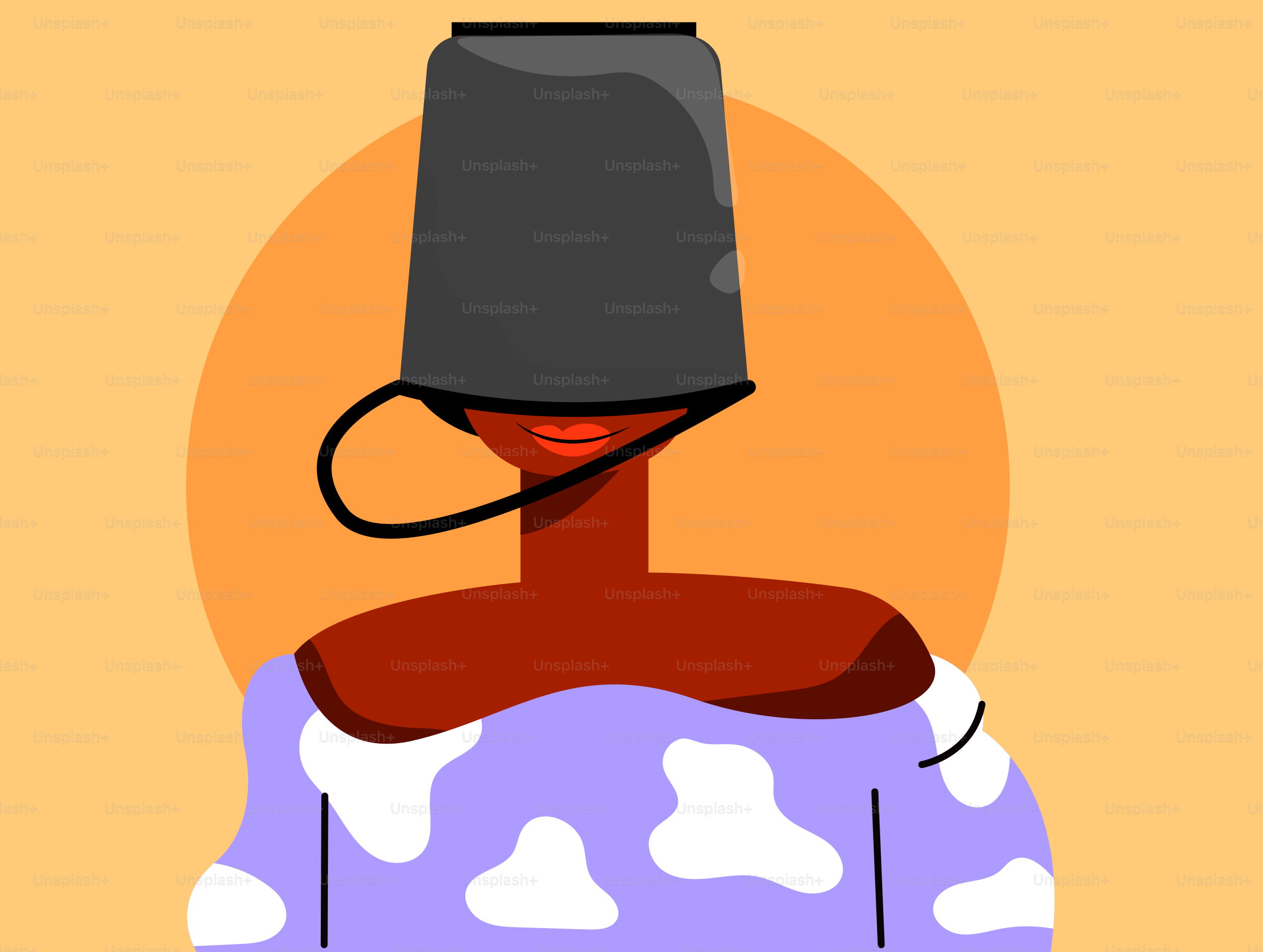 A person with a bucket on their head.