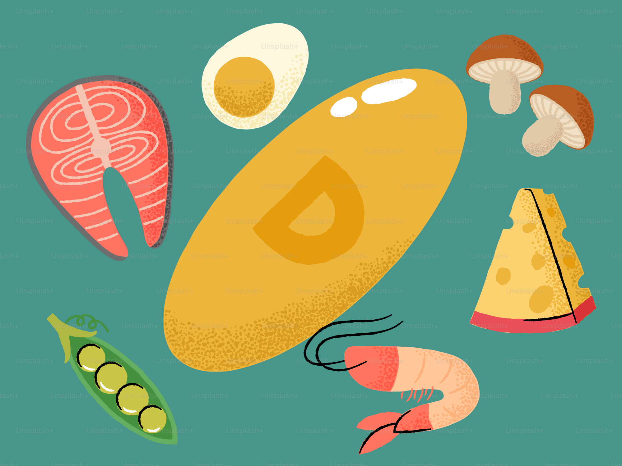 Foods rich in vitamin d are shown.