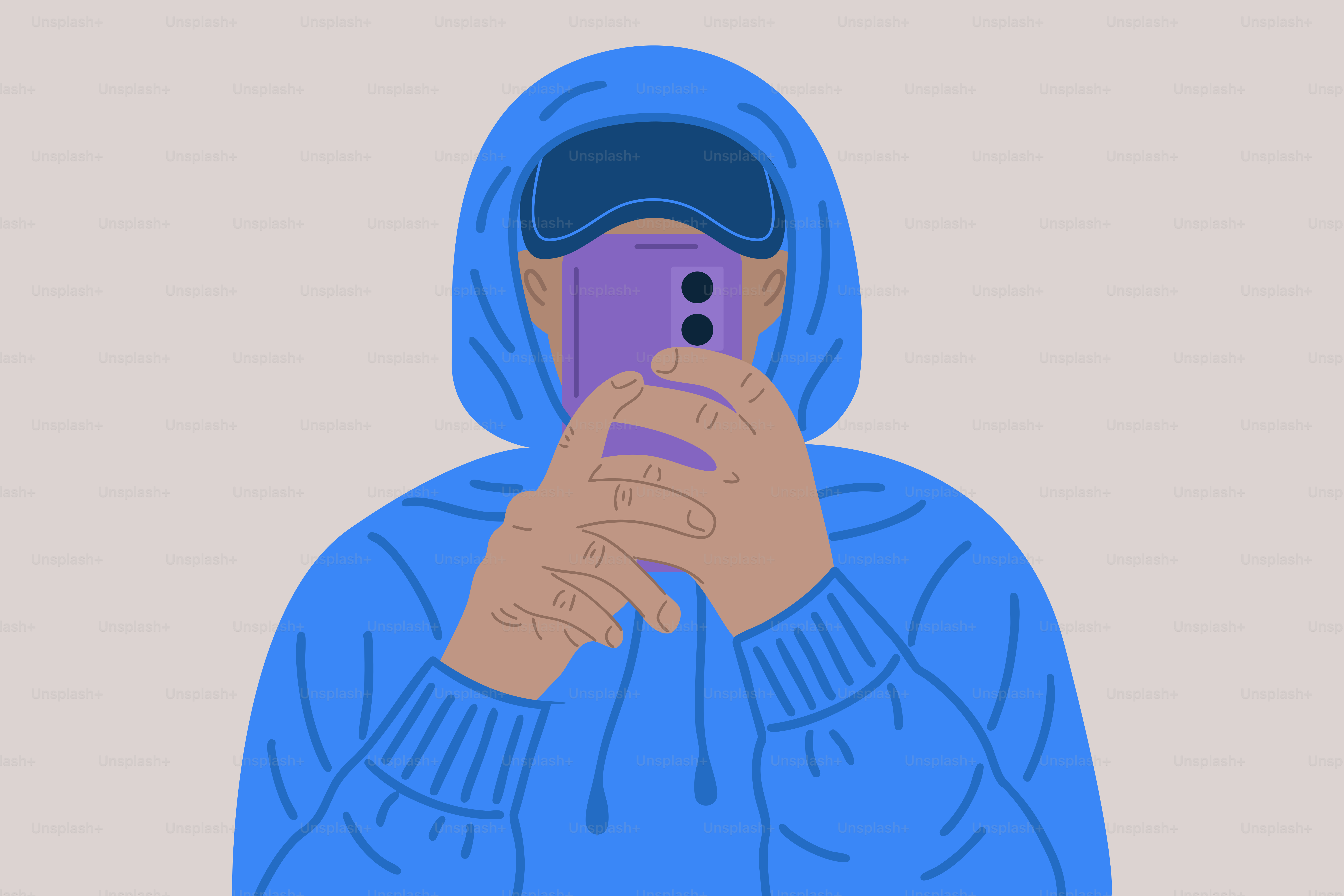 Person wearing a hoodie takes a photo with their phone.