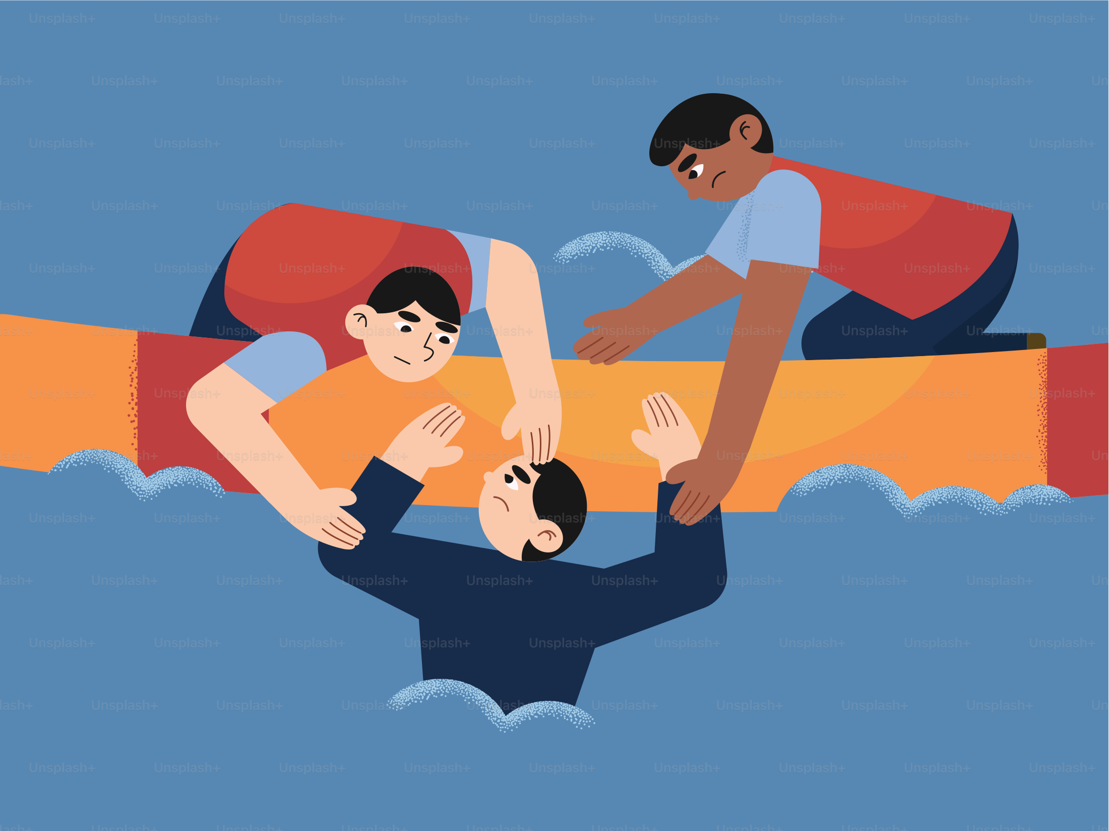 People are rescuing a drowning man. vector – Team Image on Unsplash, image size:3000x2250