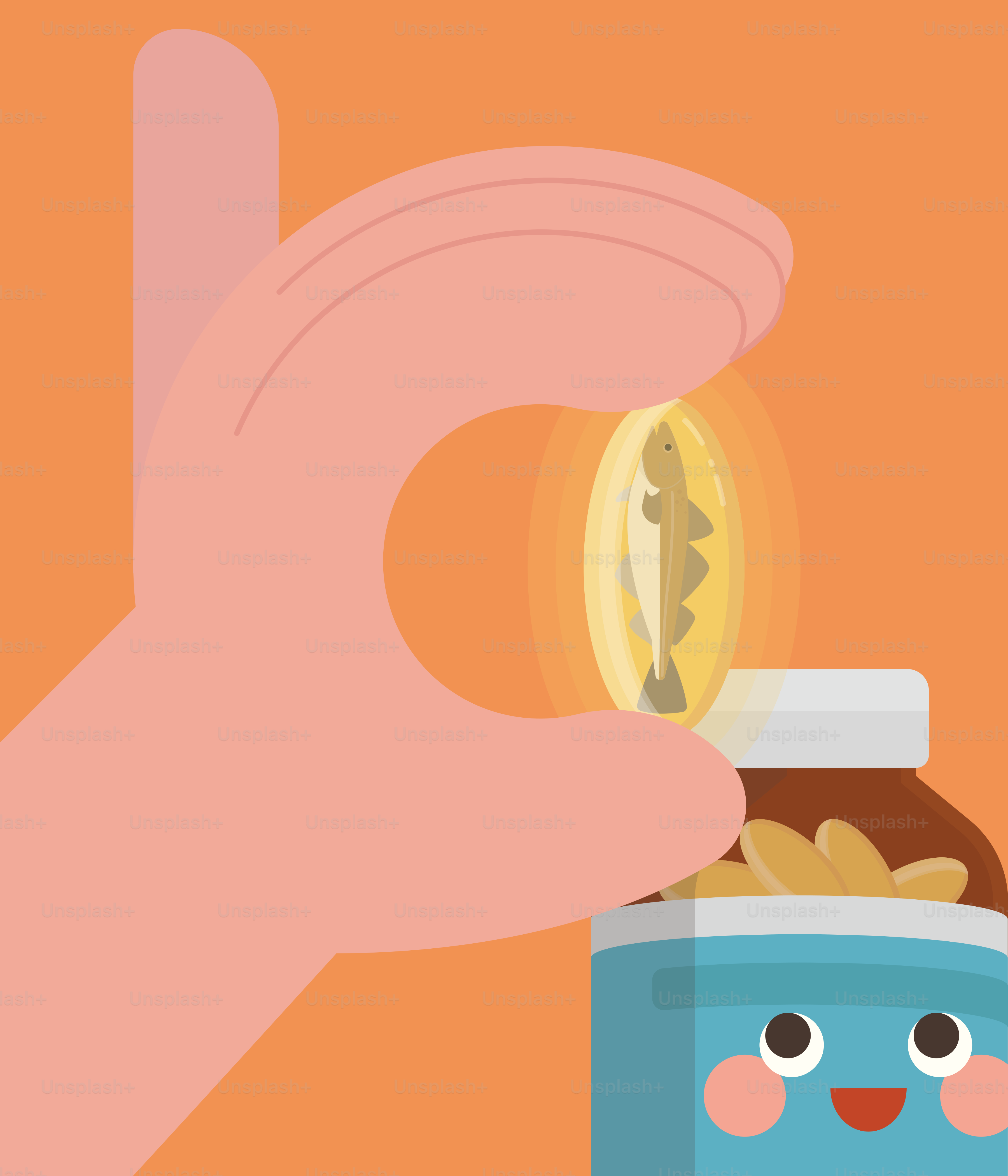 Una mano deja caer un suplemento de aceite de pescado en una botella.