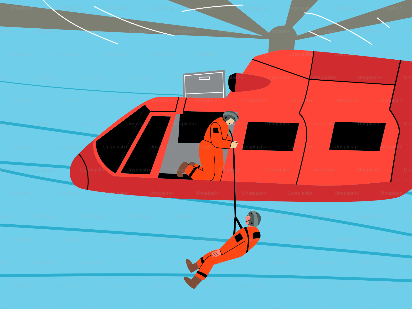 A helicopter rescues a person from the water.