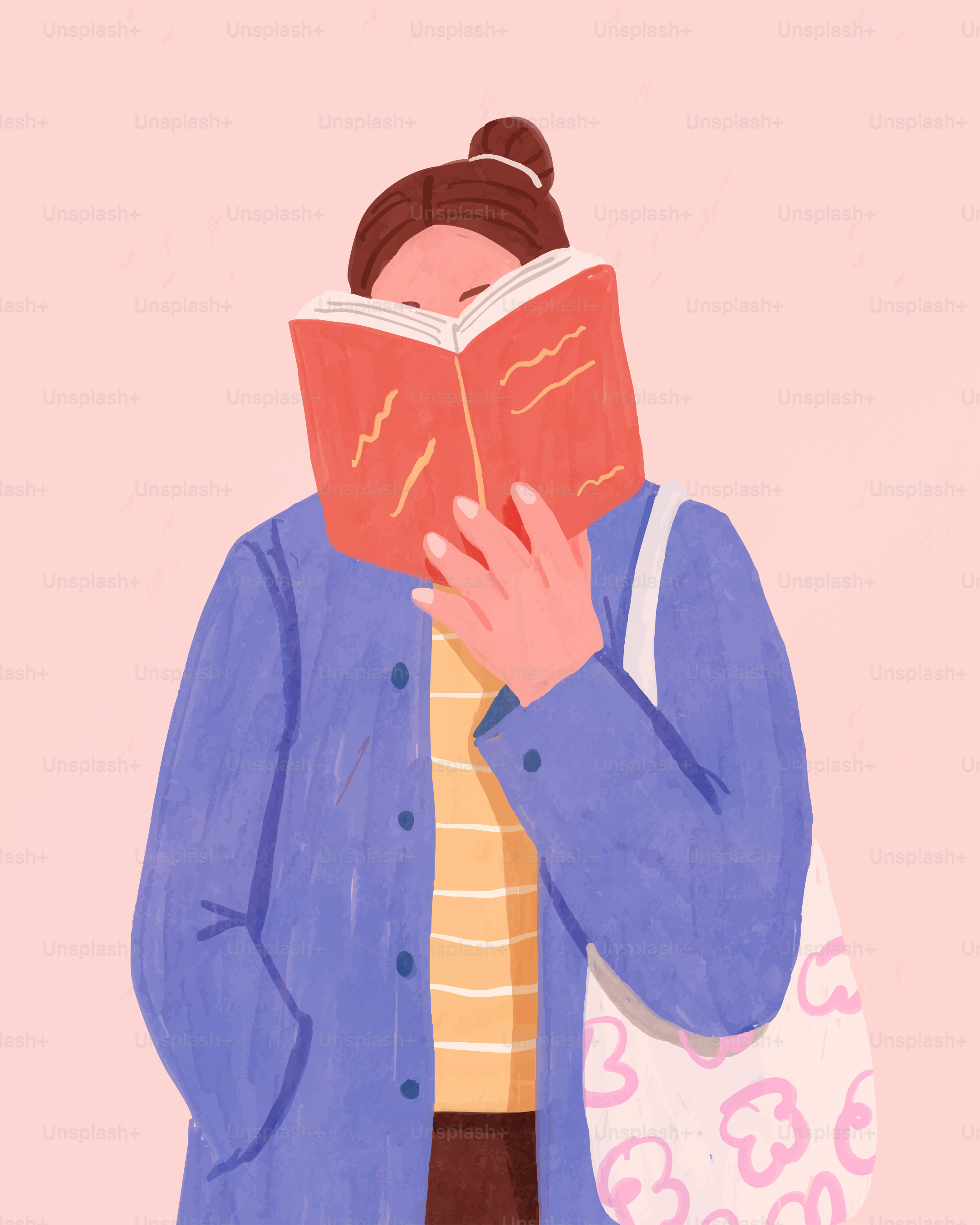 A woman reads a book, hiding her face.