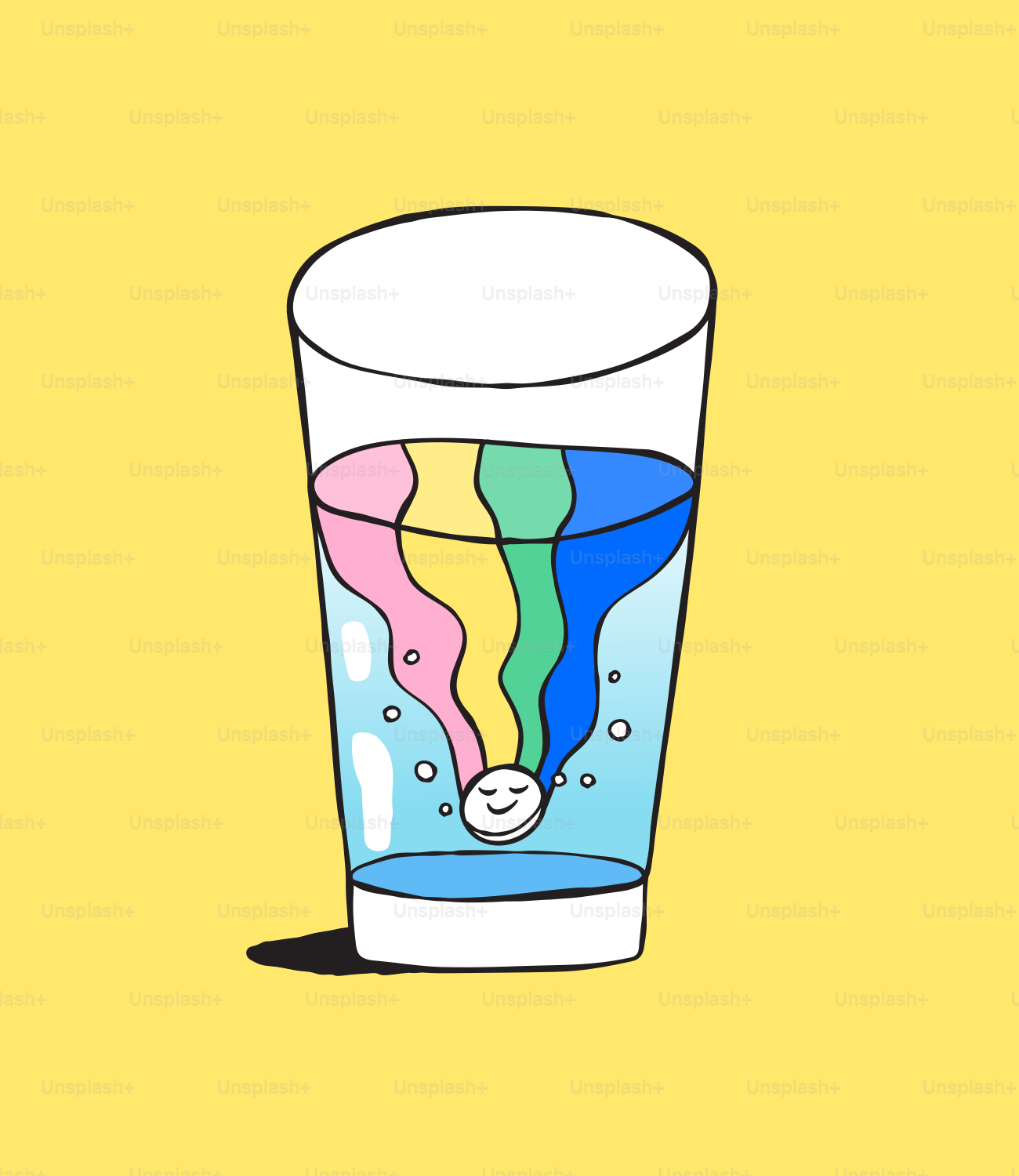 虹は水中で輝く石板から昇る。