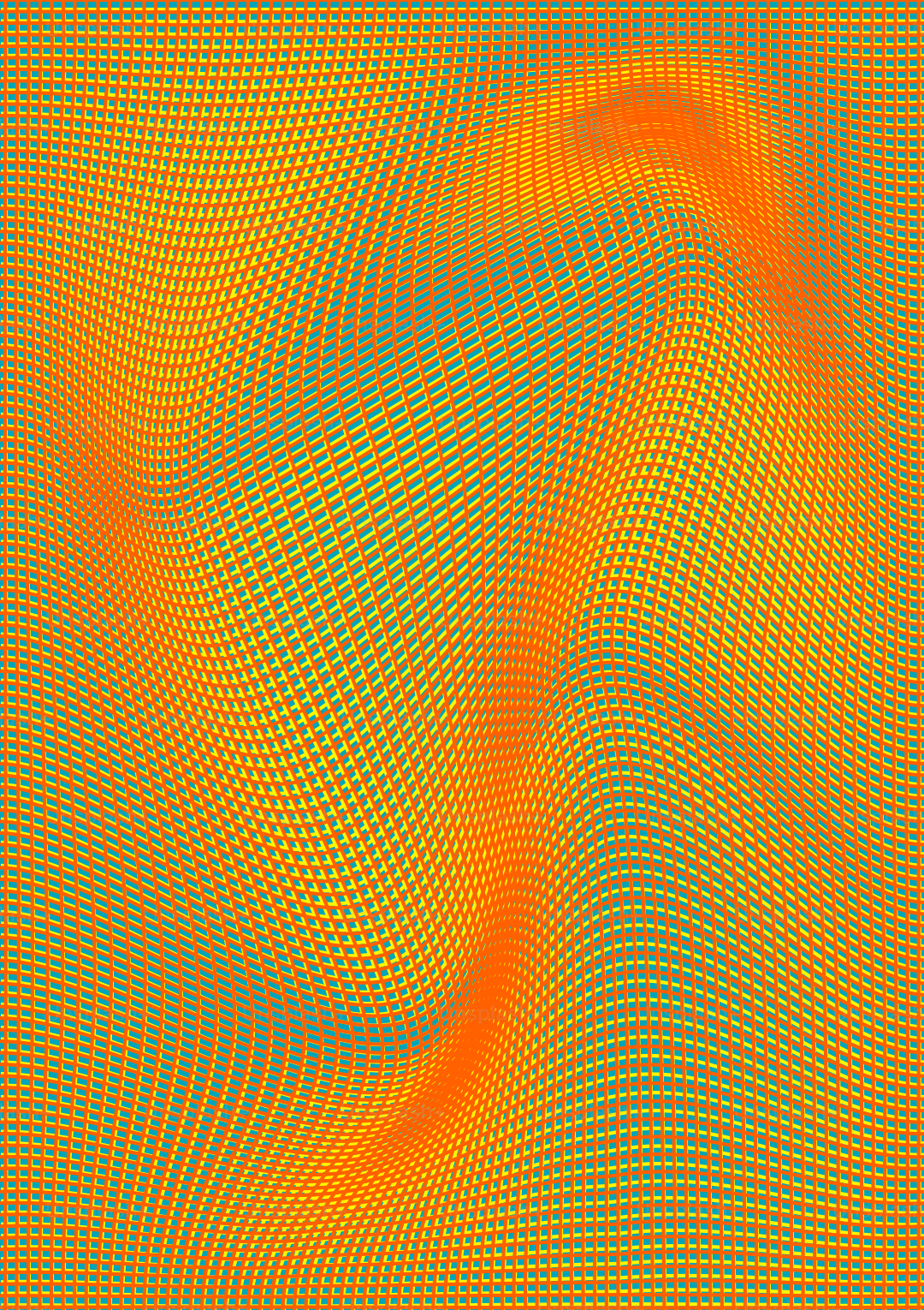 Warm, wavy design of orange and yellow dots.