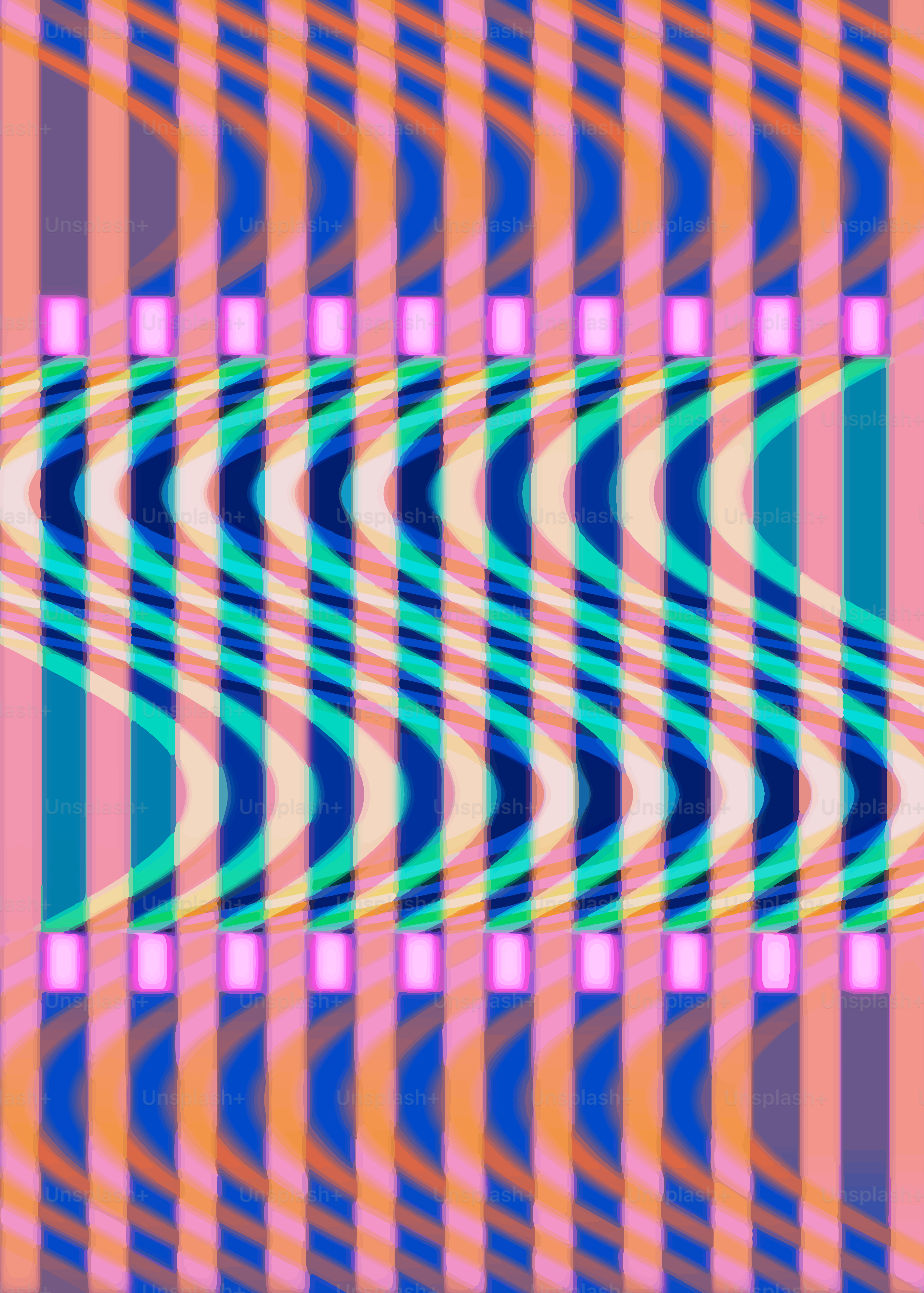 Linee colorate e ondulate creano un motivo visivamente interessante.