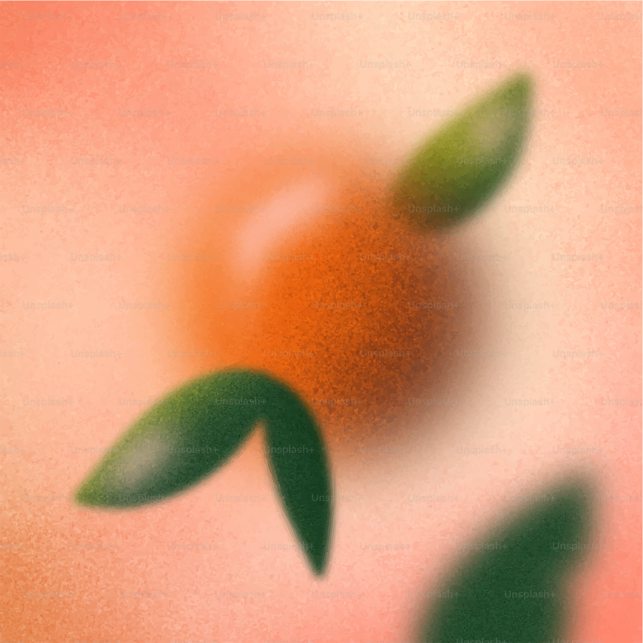 Se muestra un naranja borroso con hojas verdes.