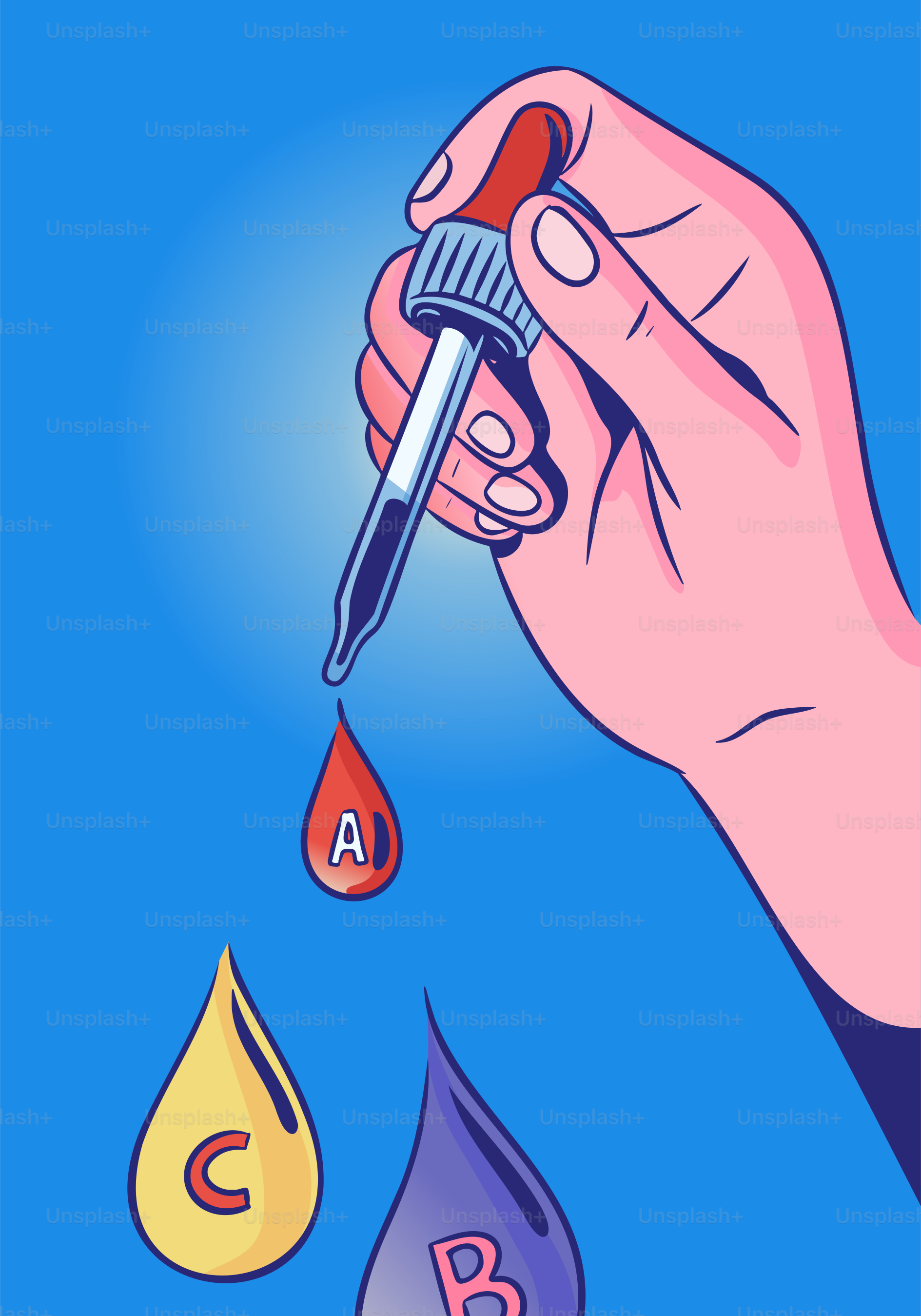 Dropper is used to drop different blood types.