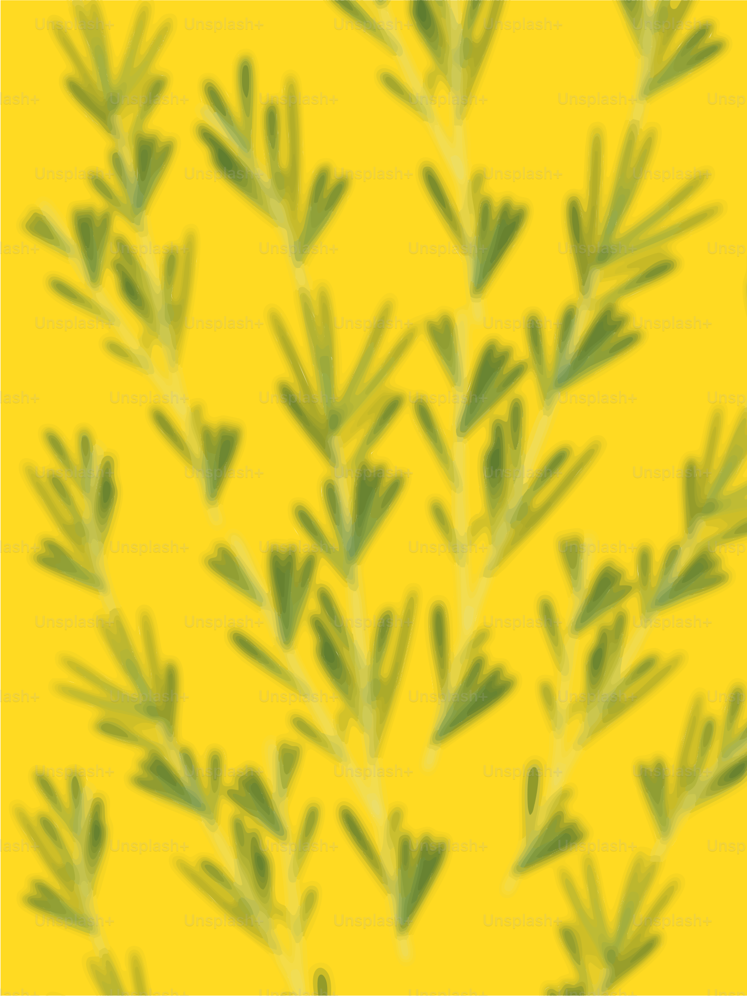 Green plants against a yellow background.