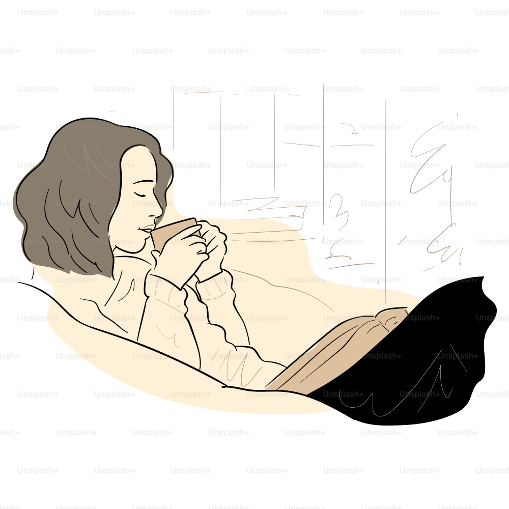 A woman enjoys a drink while reading.