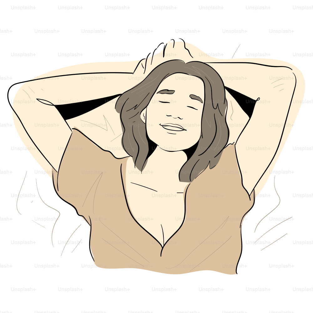 A woman rests with a smile on her face