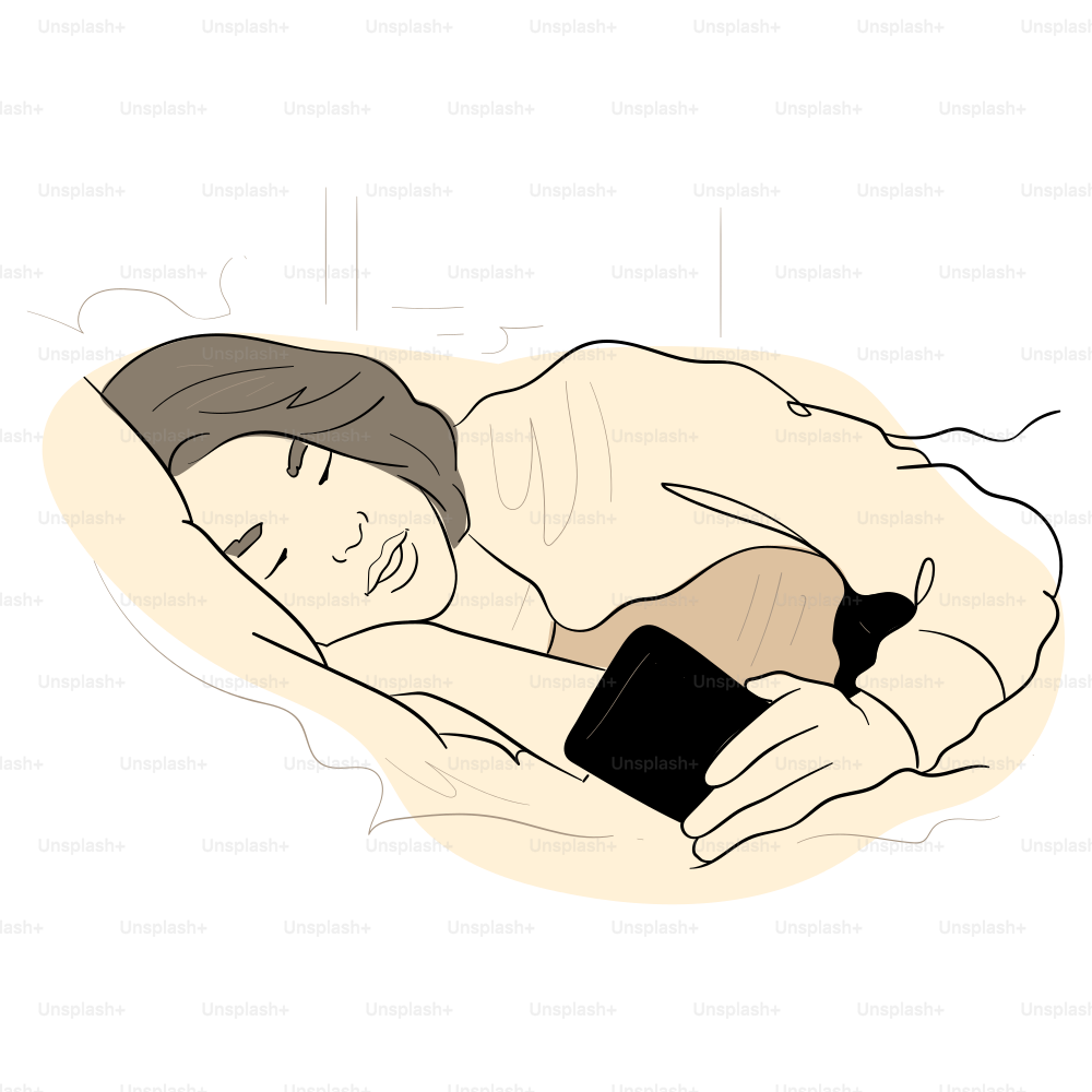 Uma pessoa está dormindo com um telefone.