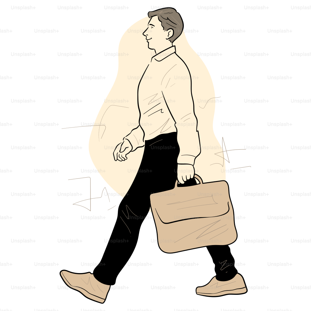 Ein Mann läuft mit einer Aktentasche.