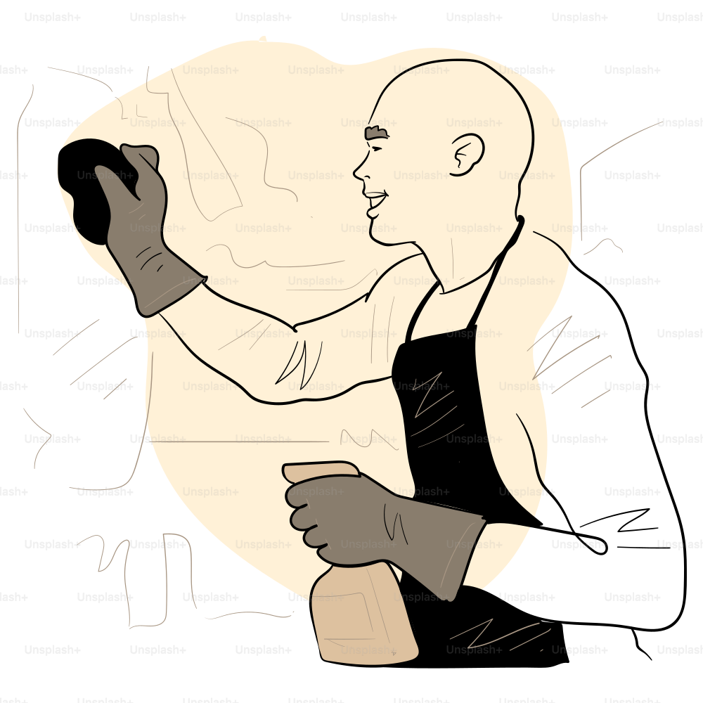 A person is cleaning a window.