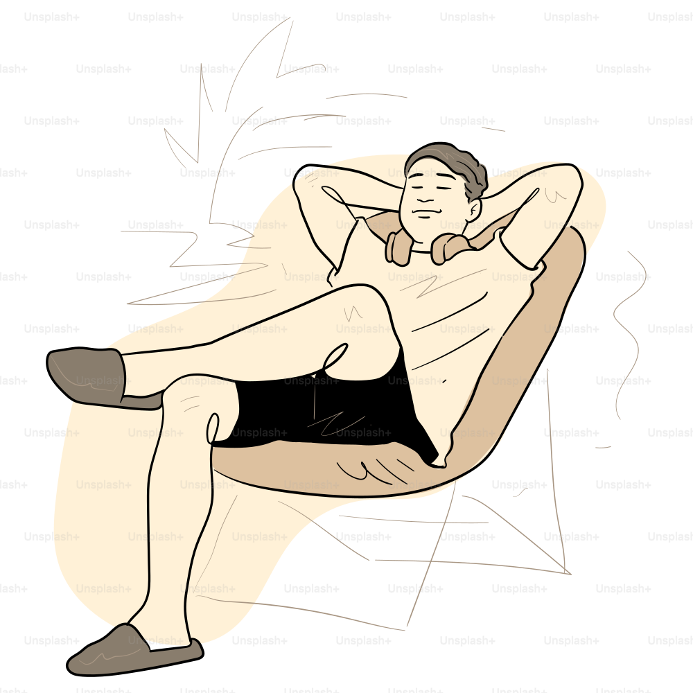 A relaxed man is lounging in a chair.
