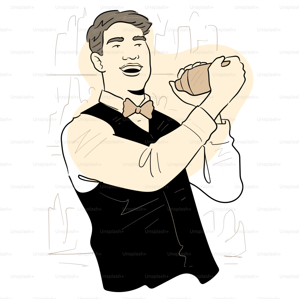 A bartender shakes a cocktail.