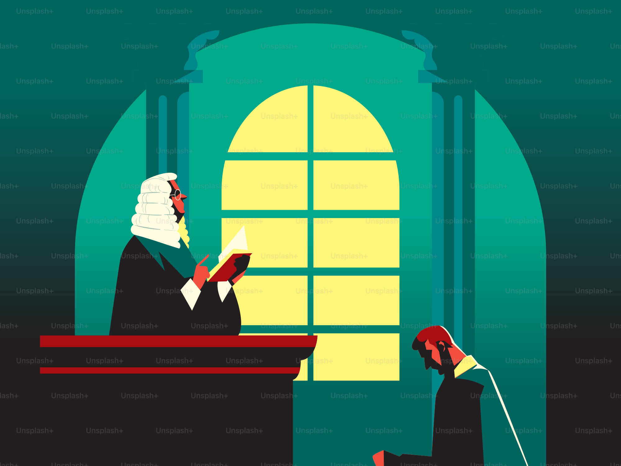 Le juge lit la loi au tribunal.