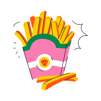 Una ilustración de dibujos animados de patatas fritas.