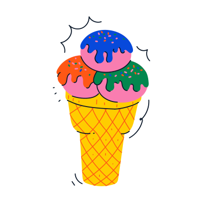 ¡Un colorido cucurucho de helado, listo para disfrutar!