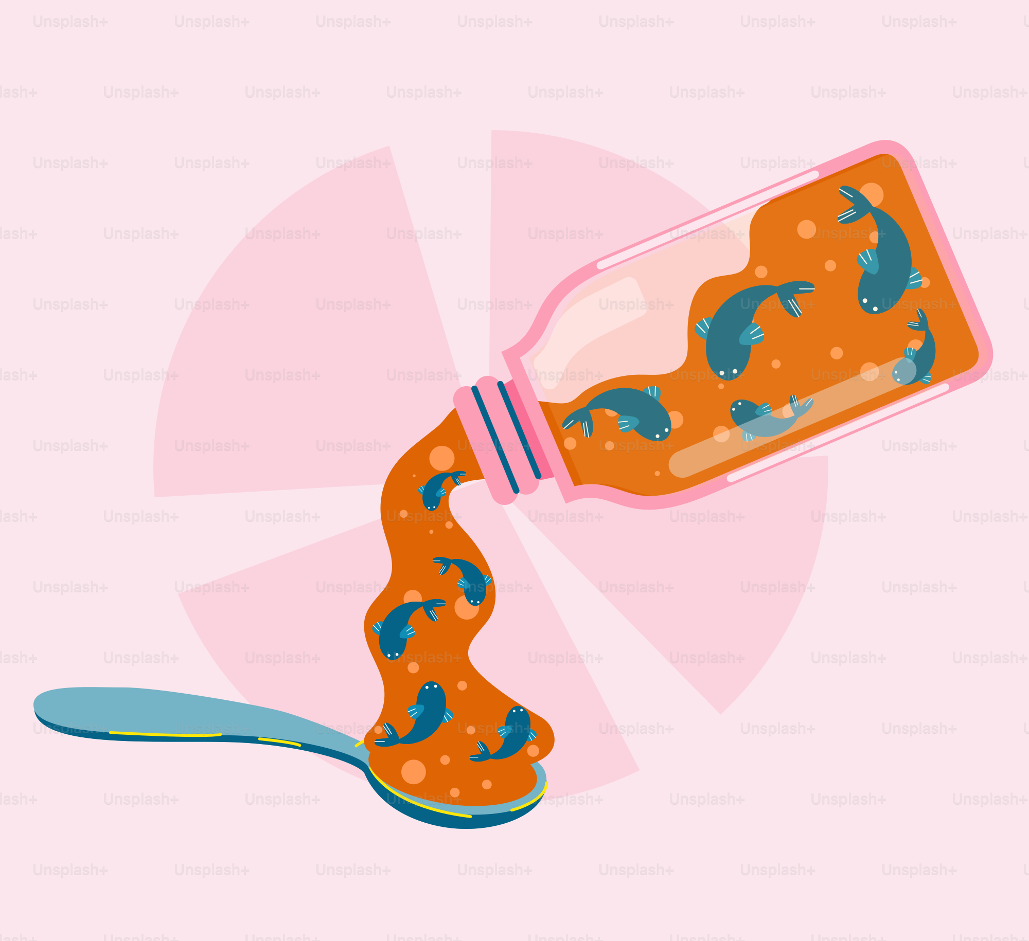 La medicina para pescado se vierte en una cuchara.