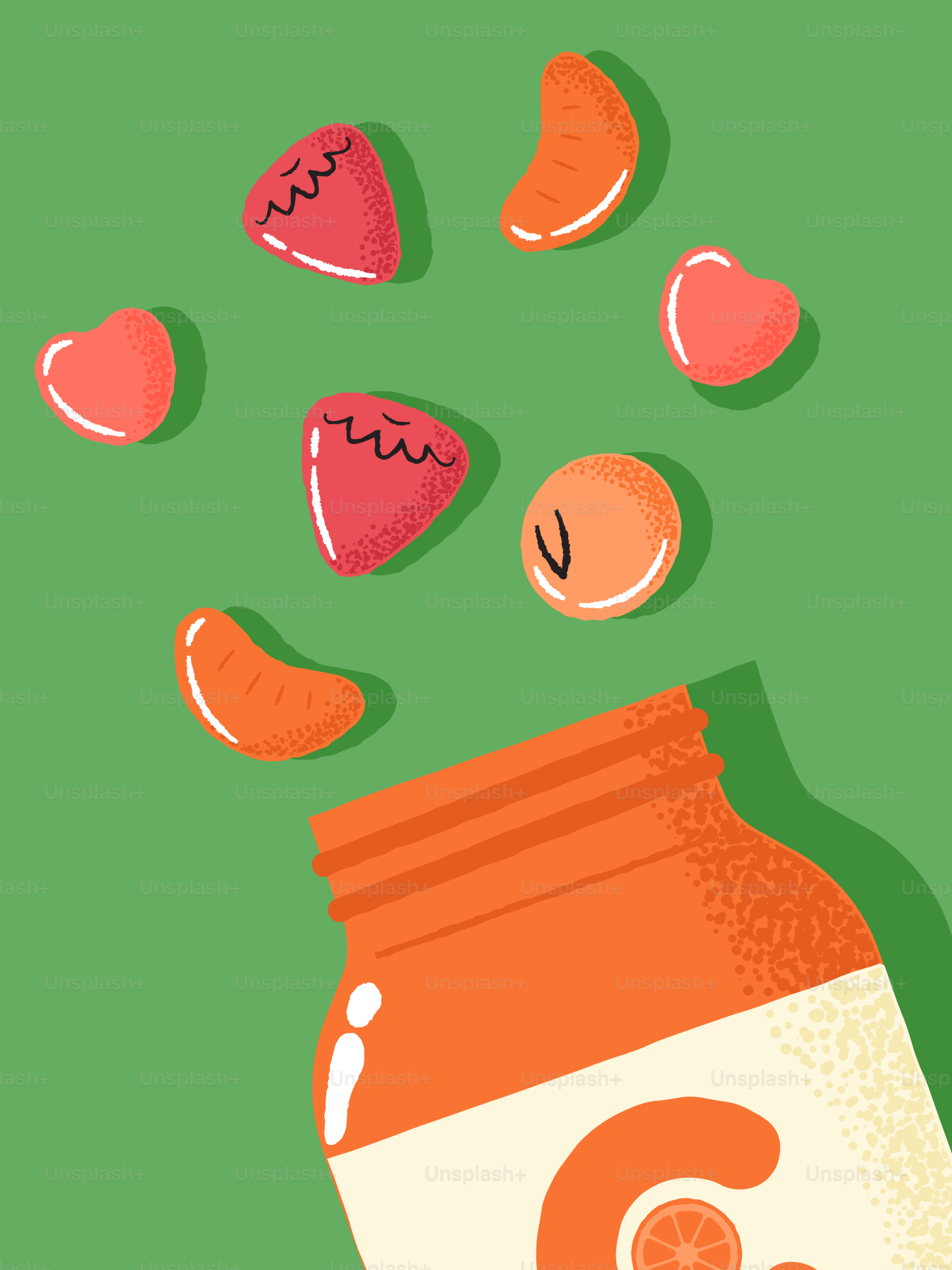 Las vitaminas se derraman del tarro.