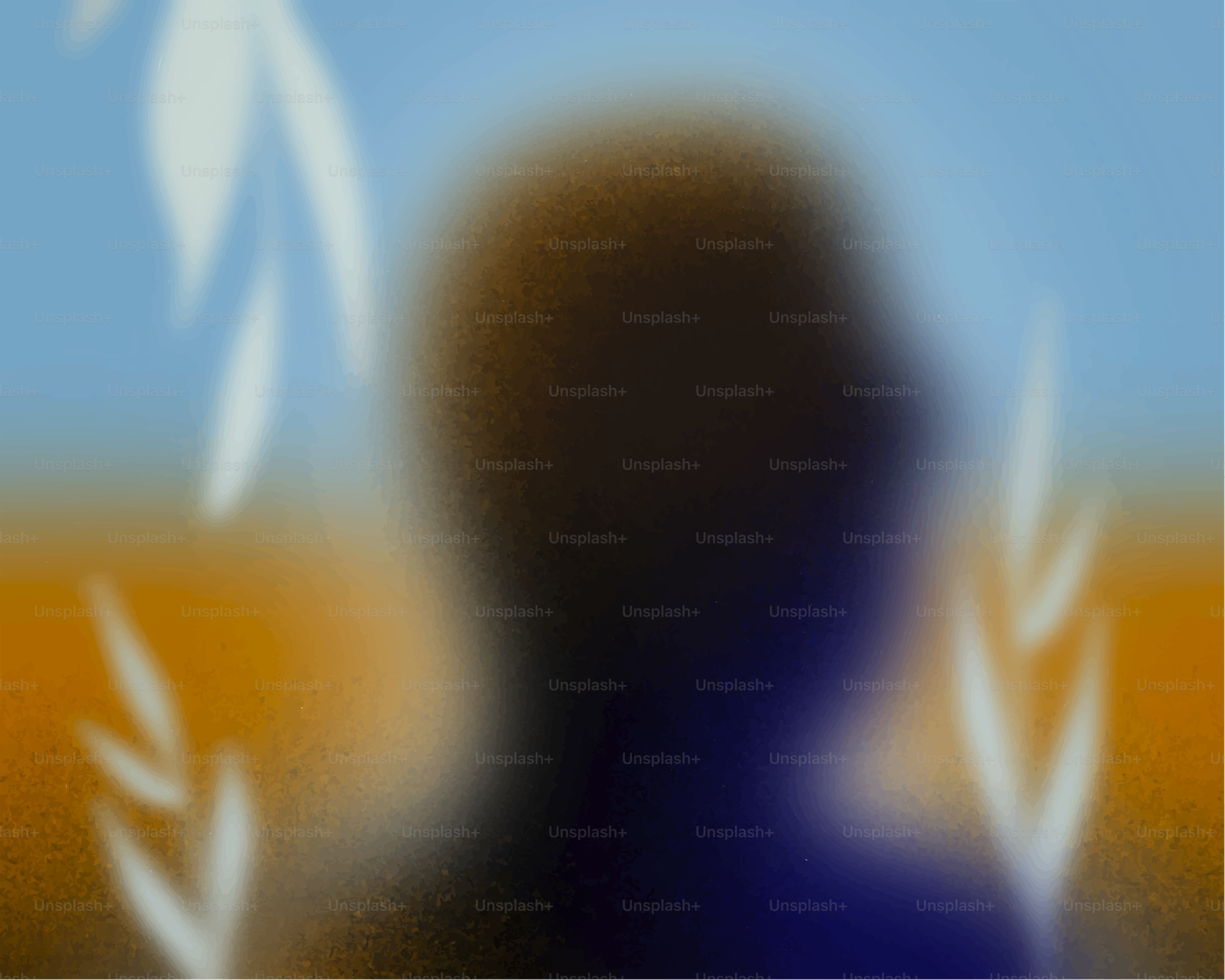 A blurred silhouette is illuminated with white sprigs.