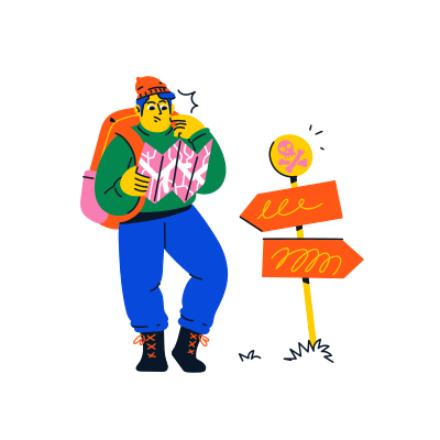 Der Reisende ist verloren und liest eine Karte.