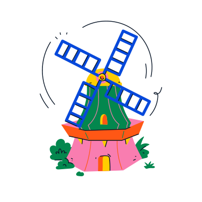 A colorful windmill illustration.