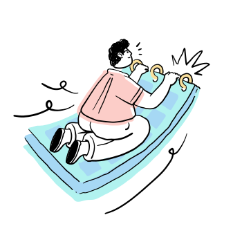 A man is riding a magical flying carpet.