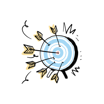 Flechas acertando um alvo.