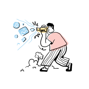 Un homme cherche à travers un miroir.