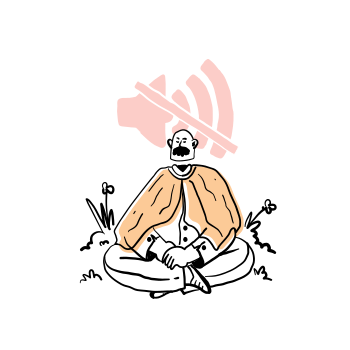 The meditating man wants quiet time.