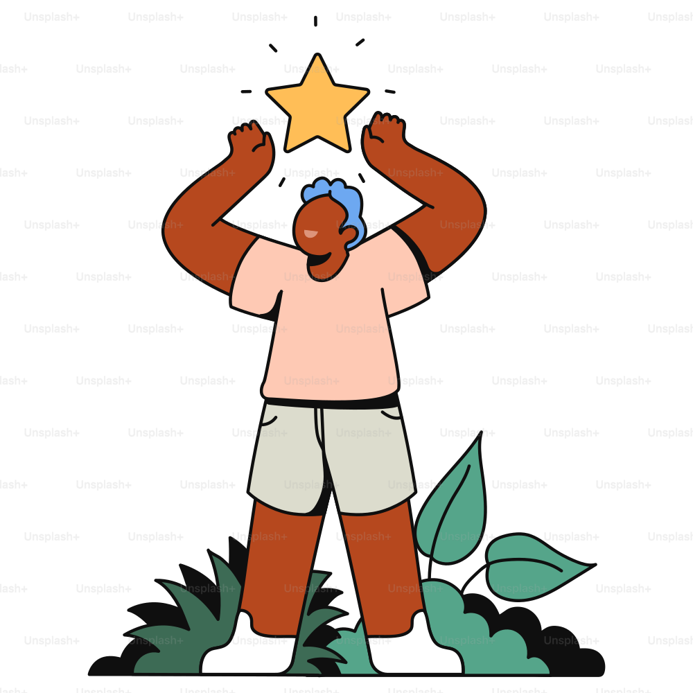 Person celebrates achievement with a star.