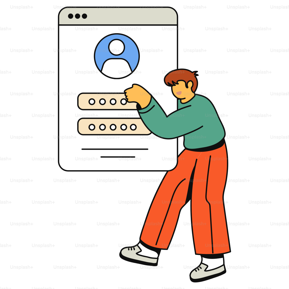A person logs in with a password.
