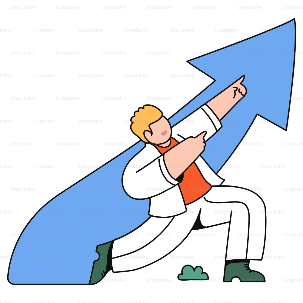 人は成長を示す矢印で上を指差します。