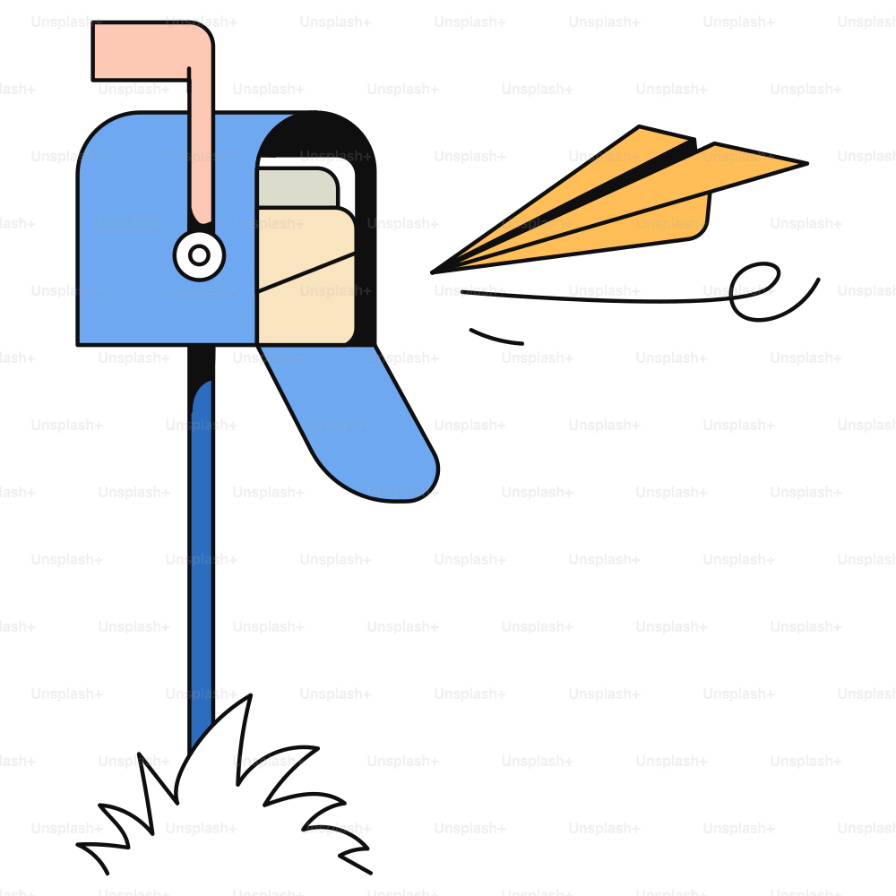 Un aeroplanino di carta esce da una cassetta della posta.