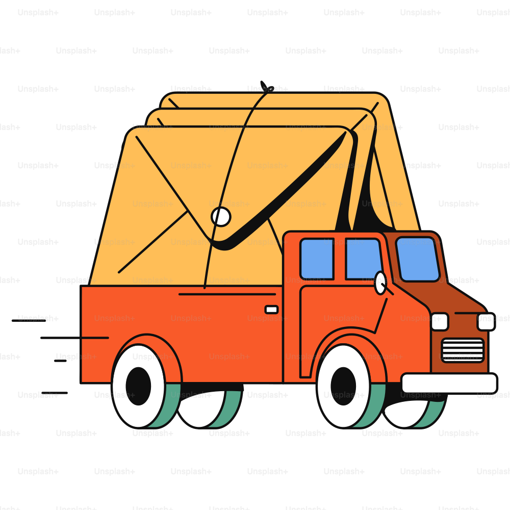 A truck delivers envelopes.