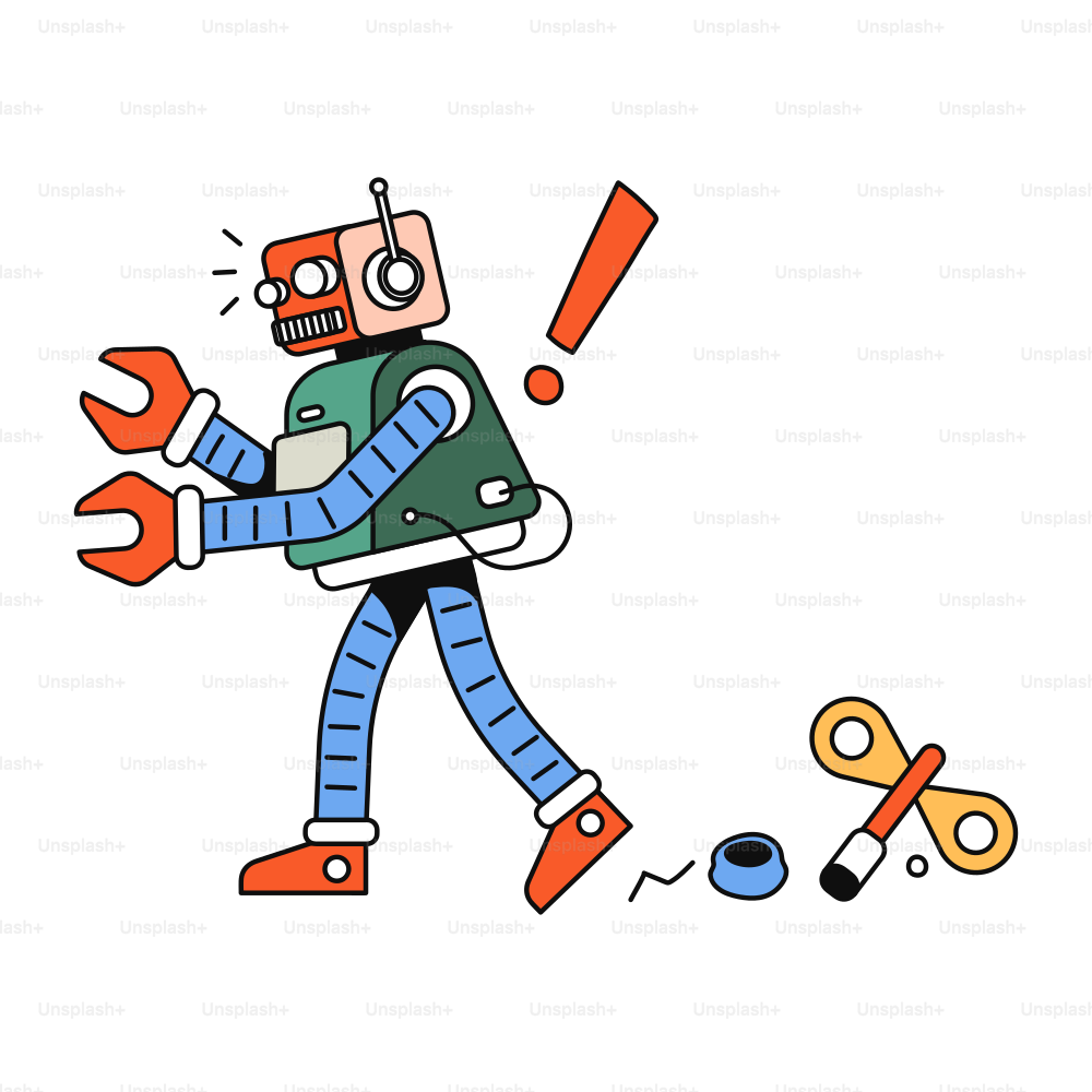 Un robot è malfunzionato e lascia parti indietro.