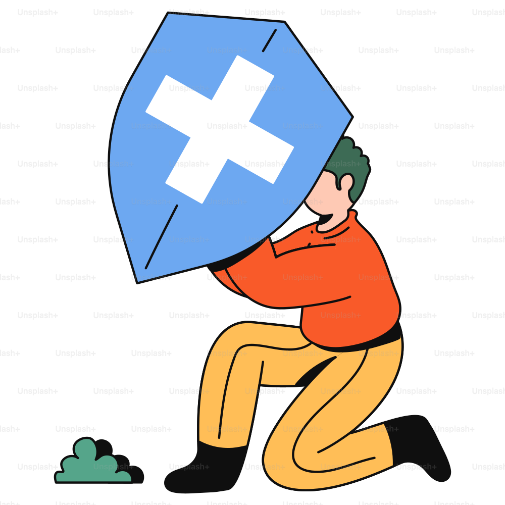 Man protects himself with a health shield.