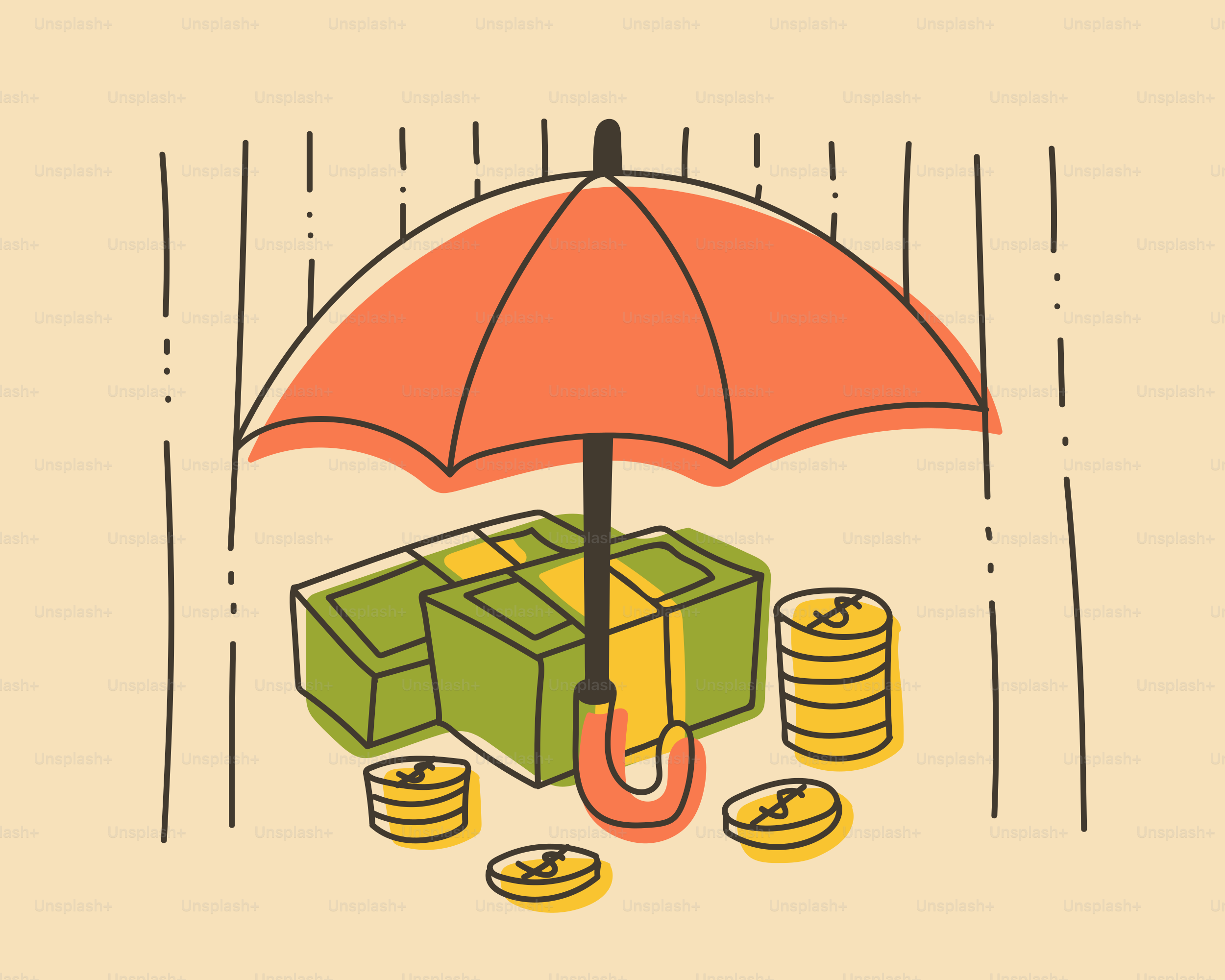 Money is protected under an umbrella.