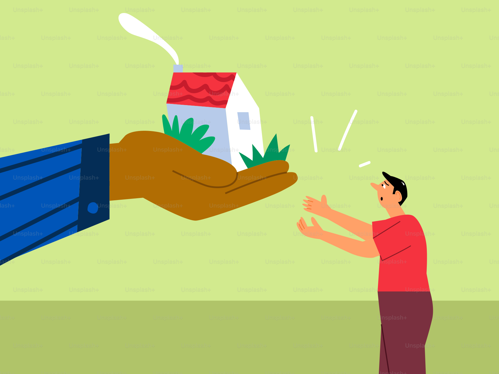 Alguien está recibiendo una casa como regalo.