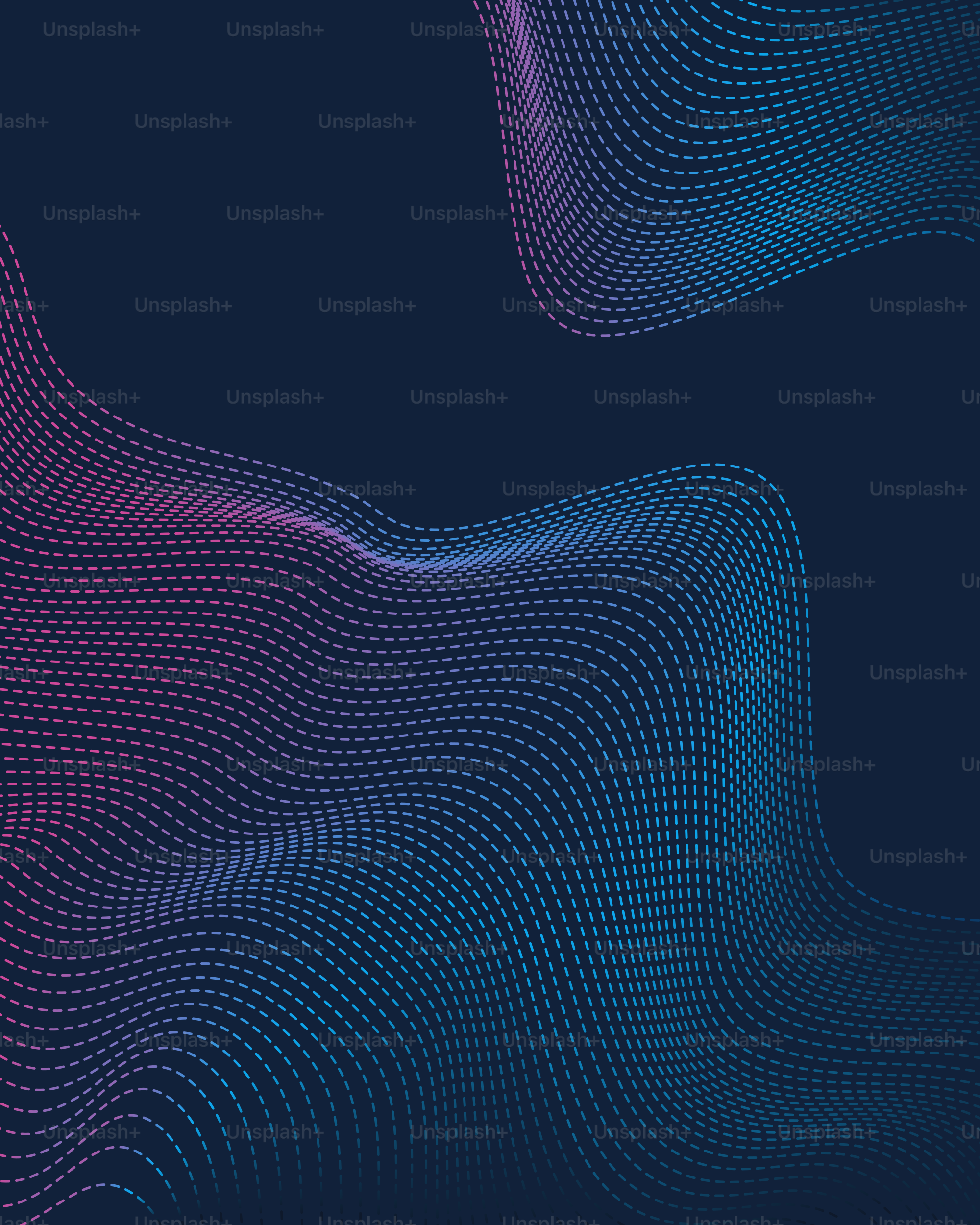 Des lignes ondulées et pointillées créent un motif abstrait bleu et rose.